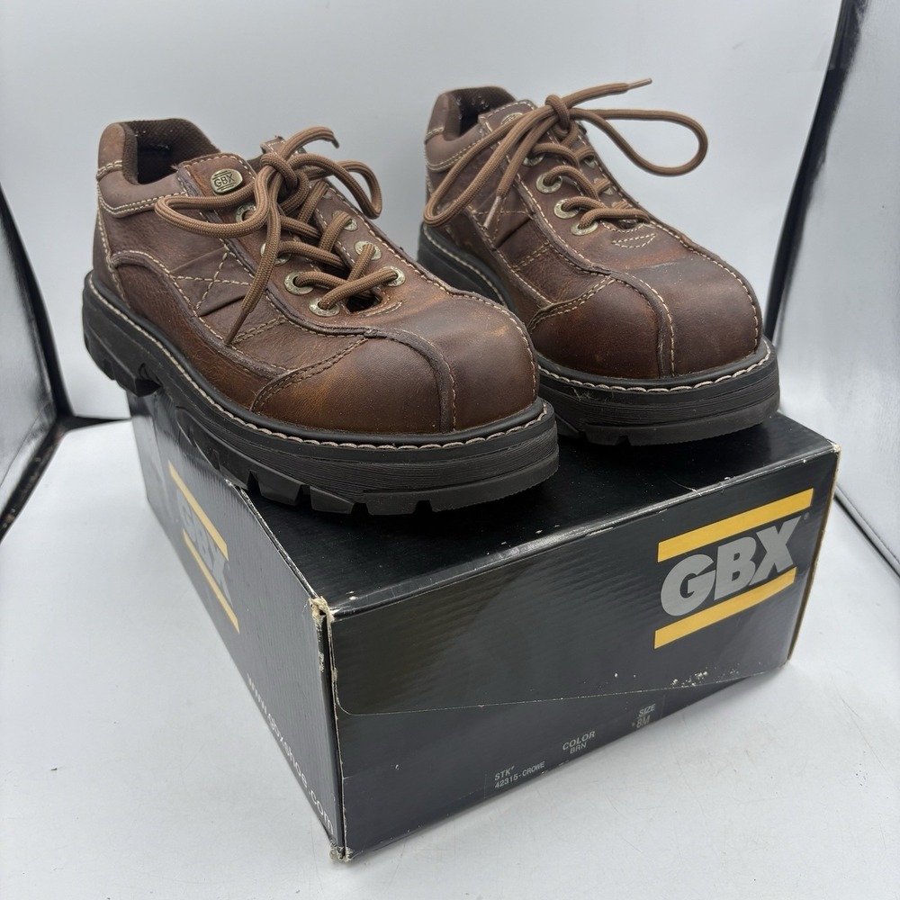 GBX Dress Shoes Mens Size 8 Crowe Oxford Brown Leather Chunky Vintage 90s Y2K